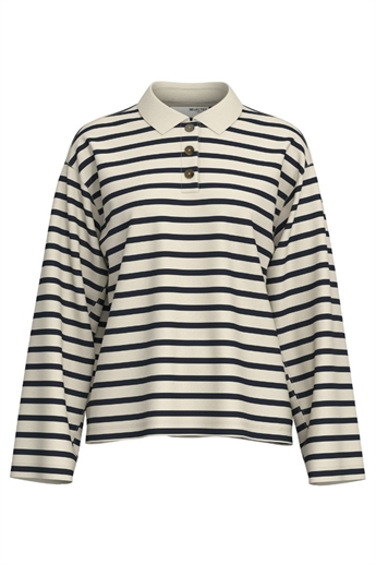 Ada LS Stripe Collar top, Dark Sapphire/ Birk